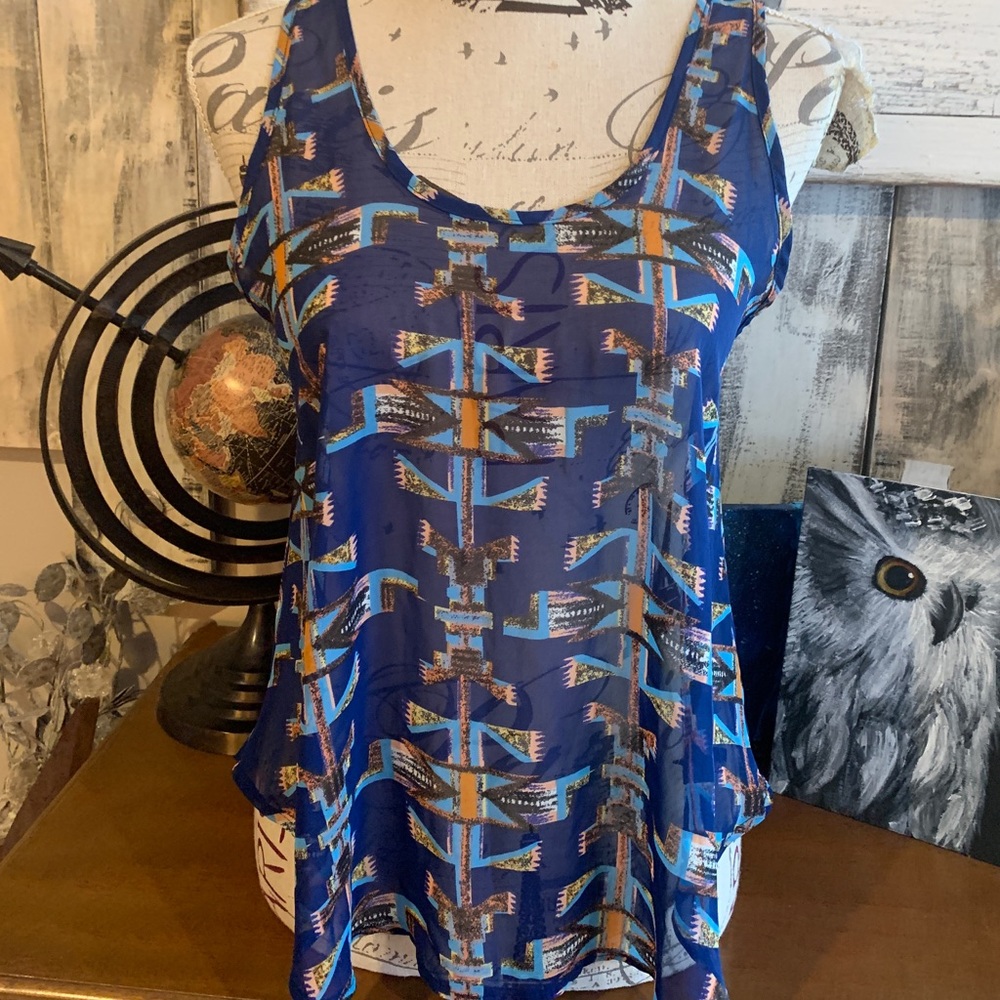 Lush Sheer Rank Top Blouse Small